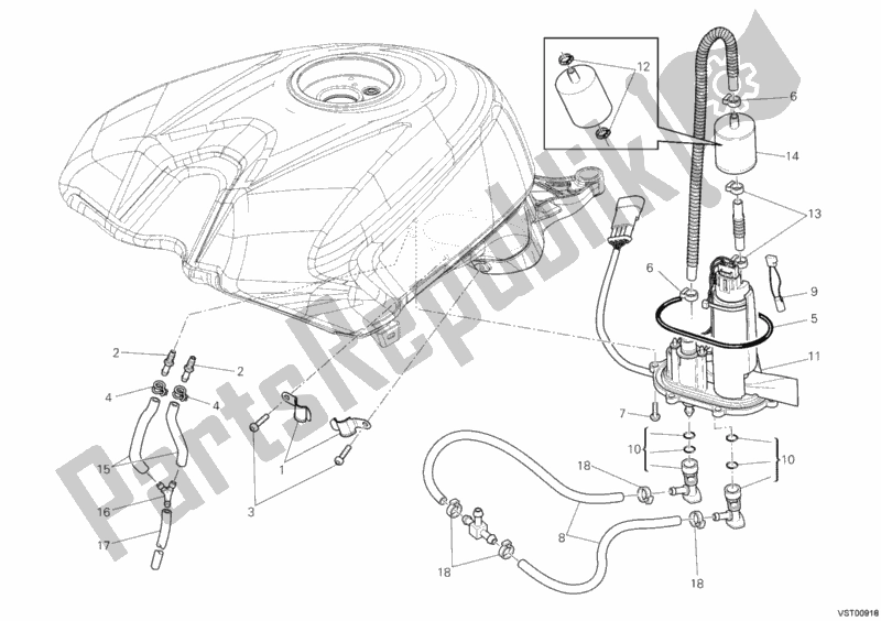 Todas as partes de Bomba De Combustivel do Ducati Superbike 1198 R 2010